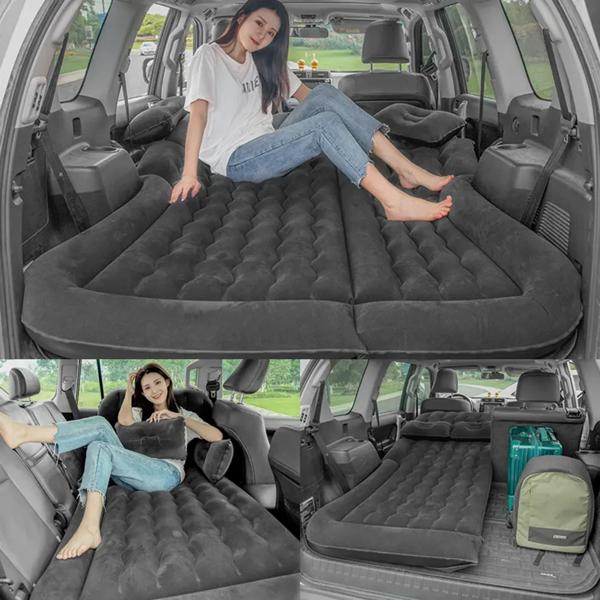 ポータブルインフレータブルキャンプマットレス枕とエアポンプ車のエアベッドマットレス SUV スリーピングパッド_3