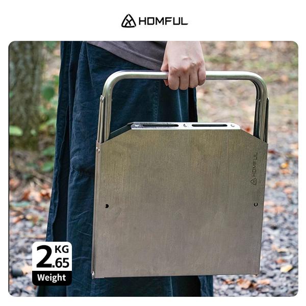 Homful-屋外キャンプ折りたたみテーブル、ポータブルステンレス鋼