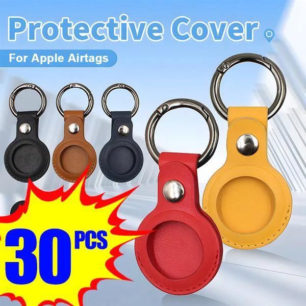 Apple Airtag用レザーケース,傷防止キーホルダーカバー,キーリングホルダー,トラッカー,プロテクター,シェル,エアタグ,1〜30個
