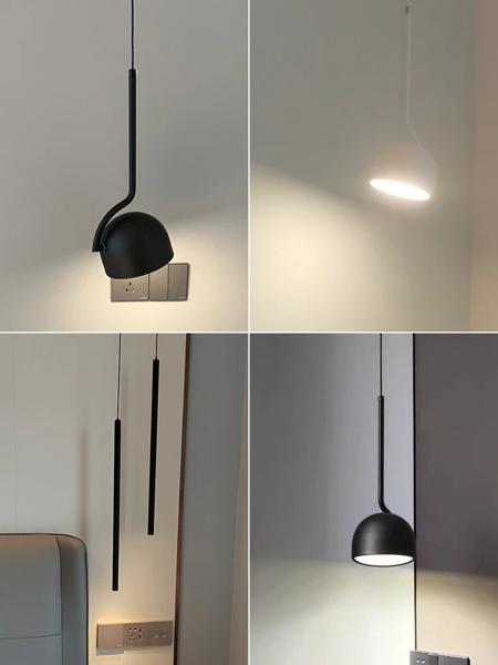 モダンでシンプルなデザインのLEDペンダントランプ,屋内照明,装飾的なシーリングライト,白黒で利用可能,リビングルーム,ベッドルーム,書斎,ベッドルームに最適_5