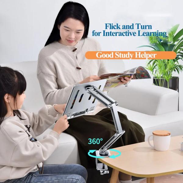 Oatsbasf ラップトップスタンドクランプタブレット高さサポートホルダーブックブラケットデスクトップベッドレイジースタンド 360 ° 回転高さ調整可能_2