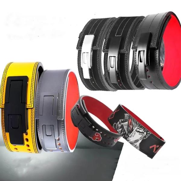 1pc フィットネスエクササイズ、スクワットハードプルプロフェッショナル牛革ベルト、ヘビーメンズベルト、レバーバックル牛革