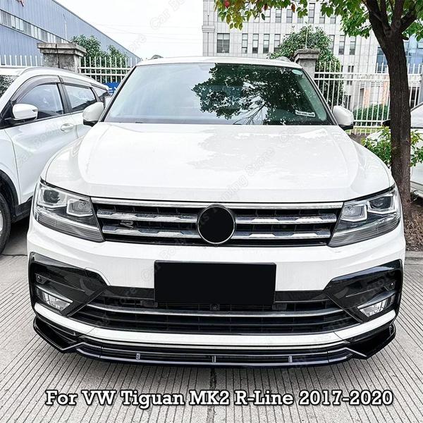 3 個フロントバンパースプリッターリップ VW フォルクスワーゲンティグアン MK2 R ライン 2017-2020 スポイラーディフューザーあごボディキットグロスブラックチューニング