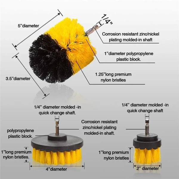 電動scラバードリルブラシキット,プラスチック製ラウンドクリーニングブラシ,カーペット用ナイロンブラシ,ガラス,自動車タイヤ,2インチ,3.5インチ,4インチ,3ピース/セット_5