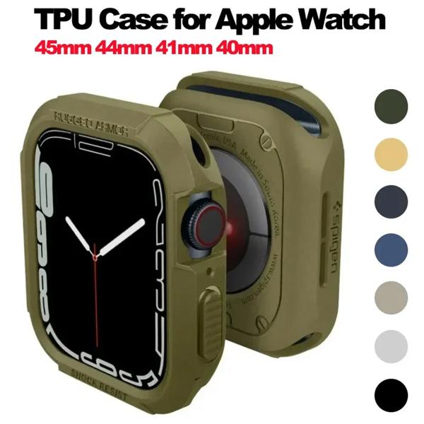 Apple Watch用の頑丈な鎧保護ケース,iwatchシリーズ8, 7, 6, 5, 4,アクセサリー45mm, 44mm, 41mm, 40mm