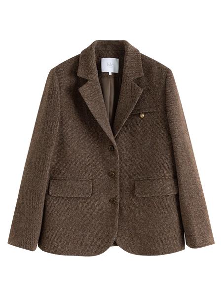 Fsle-女性の茶色のウールのスーツセット、仕事のジャケット、100