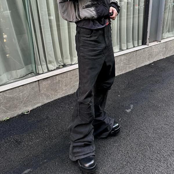 男性と女性のための接着剤コーティングされたストレートカットパンツ