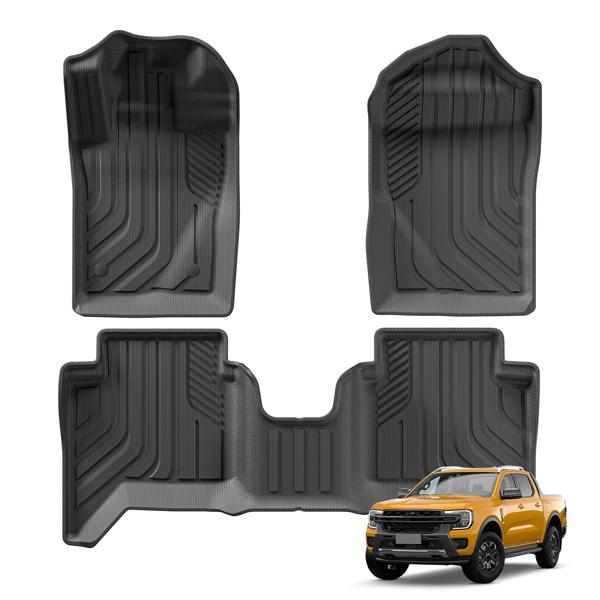 Tpe 3Dカーフロアマットforford Wranger、フットセットパッド、すべての天気、カーアクセサリー、2023、2024、3個/セット