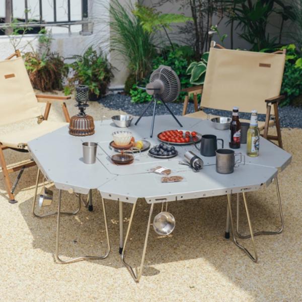 多機能組み合わせステンレス鋼ラウンドテーブル バーベキュー キャンプ 折りたたみ式スプライシングテーブル 多機能組み合わせステンレス鋼ラウンドテーブル バーベキュー キャンプ