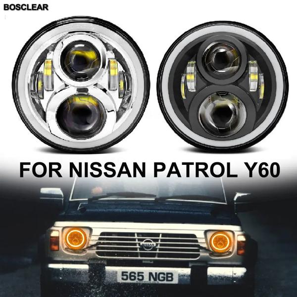 7 インチ LED ヘッドライトヘッドランプジープラングラー tj lj jk 日産パトロール Y60 サファリランドローバーハマー H1 H2 Lada Niva オフロード 4x4_1