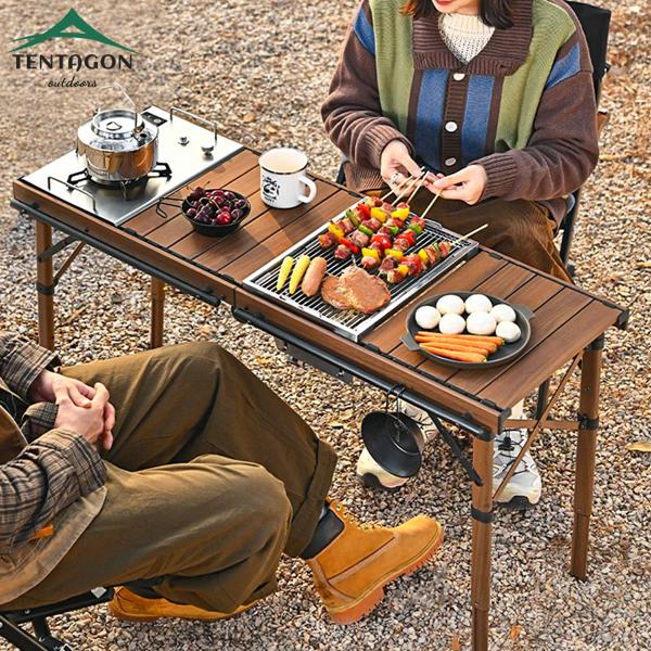 折りたたみ式テーブル アルミニウム合金 調節可能な脚 デスクバーナー バーベキューテーブル 軽量バーナー 拡張igtテーブル110cm
