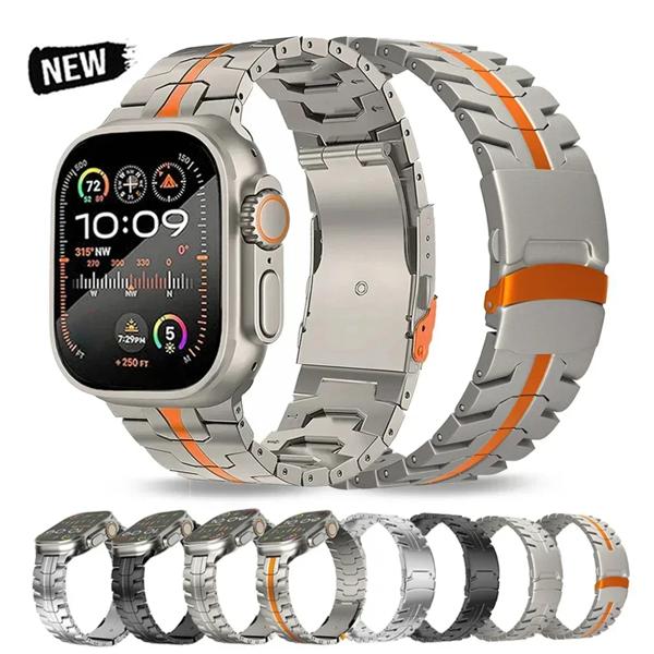チタンストラップ Apple Watch 10 46 ミリメートルウルトラ 2 49 ミリメートルシリーズ 9 45 ミリメートル 44 ミリメートル高級金属時計バンド iWatch 8 7 6 5 4 SE ブレスレット