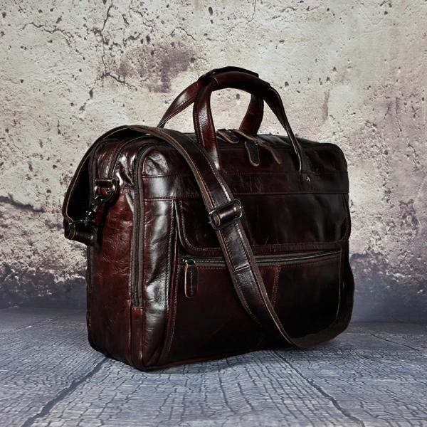 男性オイルワックスレザーアンティークデザインビジネスブリーフケース