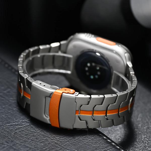 Apple Watch用ステンレススチールブレスレット,メタルバンド,iwatchシリーズ9,8,7,6,se,5,4,3,2,ultra,44mmおよび45mm用49mm