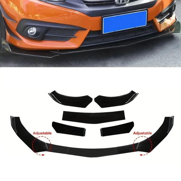 ユニバーサルカーフロントバンパーボディキット スポイラースプリッターABS カナードリップ カーアクセサリー 5個