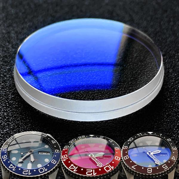 ダブルドーム/フラットスロットエッジサファイアクリスタル交換部品ブランド SKX007 009 011 時計ガラス、送料無料
