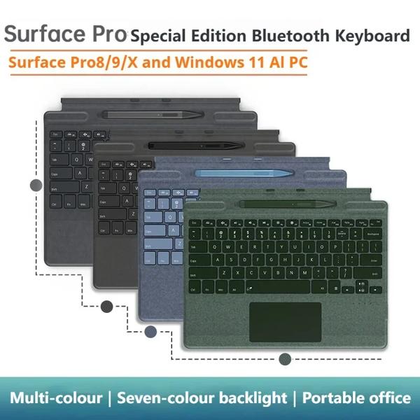 Bluetoothワイヤレスタッチキーボード,ペンスロット付き,磁気タブレット,Microsoft Surface Pro 8,9,10,x,新しい色,2022