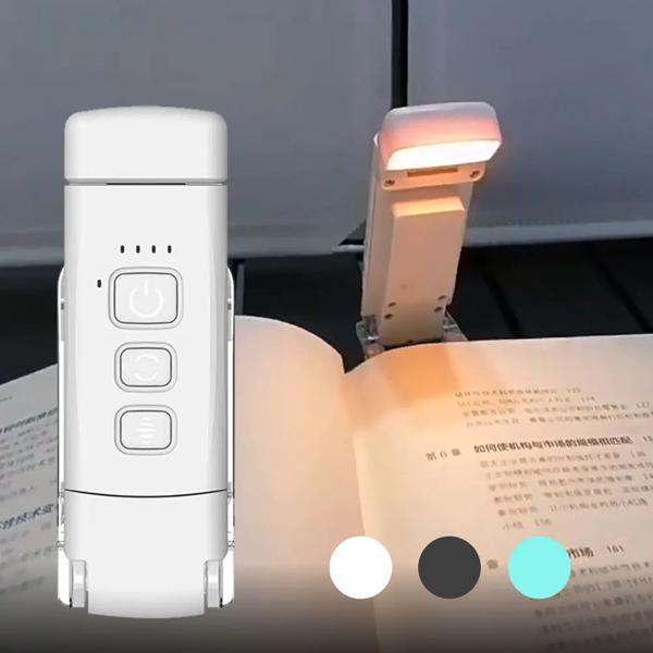 USB充電式クリップオンブックマークライト、読書灯、ミニLED、明るさ、調整可能、ポータブル、ベッドサイド、デスク