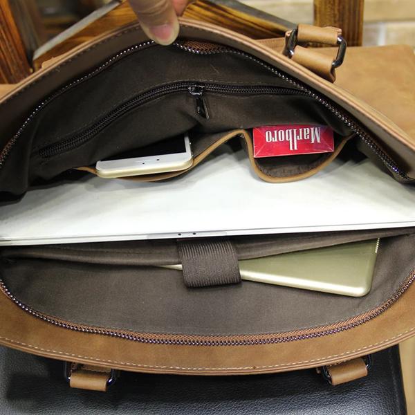 ブランド狂気の馬puレザーメンズバッグヴィンテージビジネス革の