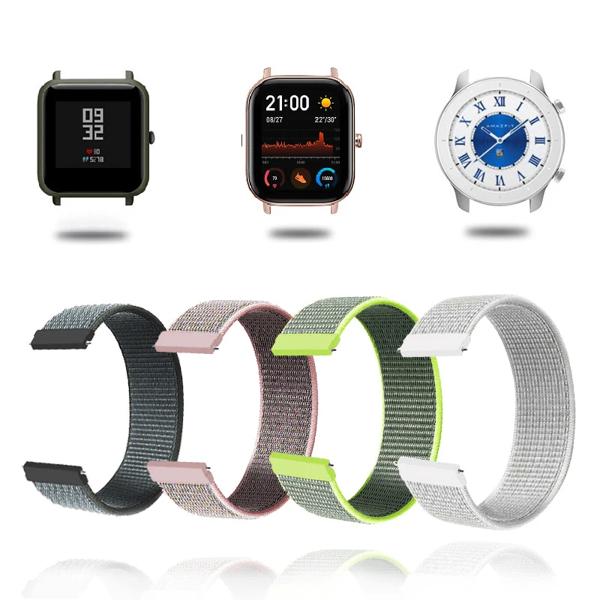 サムスンギャラクシーウォッチ用ナイロンストラップ,アクティブ調整可能なブレスレット,Amazfit Bip 5 s,gtsウォッチバンド,huawei gt 2, 3ブレスレット,6, 5, 4, 20mm, 22mm