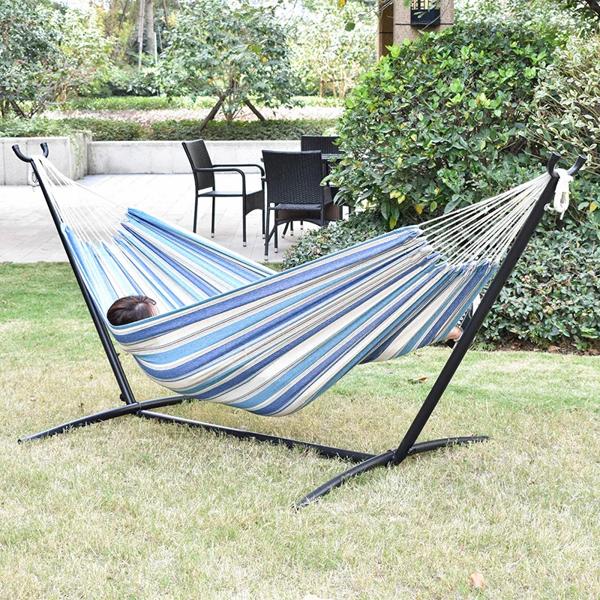 スタンド付きダブルハンモック、耐荷重450ポンドのスチールスタンド