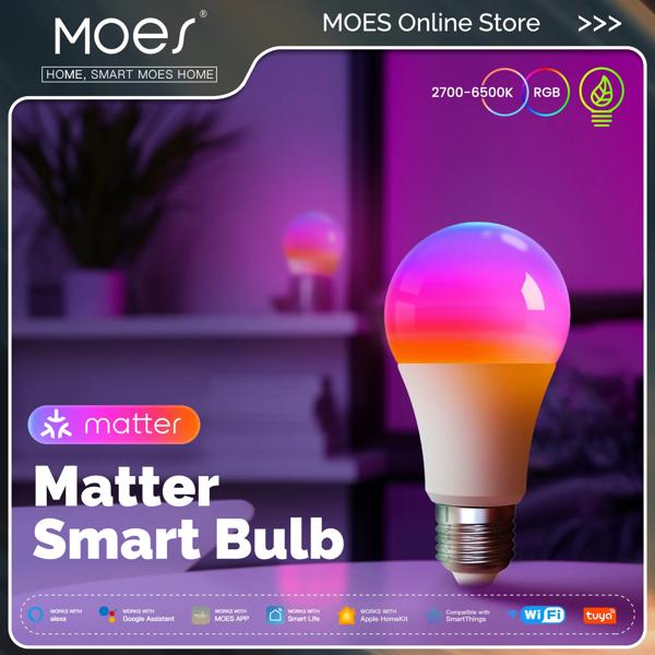 MOES Tuya Matter WiFi スマート電球調光可能な LED ライト 1600 万 RGB 色 E27 キャンドルランプ音声制御 Alexa Google ホーム