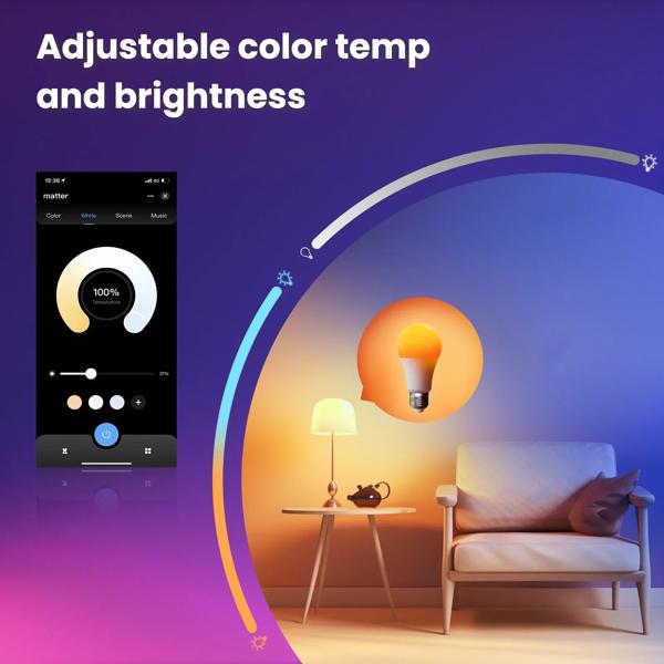 MOES Tuya Matter WiFi スマート電球調光可能な LED ライト 1600 万 RGB 色 E27 キャンドルランプ音声制御 Alexa Google ホーム_3