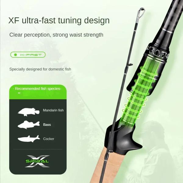 ベイトキャスティングフィッシングロッド,超軽量スピニングフィッシングアクセサリー,2つのセクション,xf,高速アクション,1.98 m, 2.28m, 40t