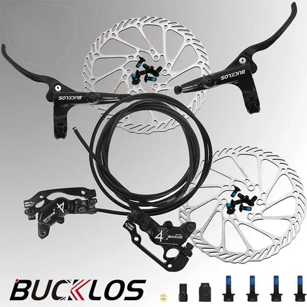 BUCKLOS フロントリア 4 ピストン油圧ディスクブレーキセットマウンテンバイク 160 ミリメートル電動自転車油圧ブレーキキャリパー 3 フィンガーサイクリング部分