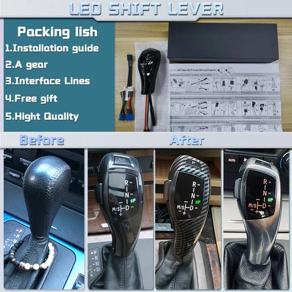 LEDギアシフトノブレバー,自動アクセサリー,BMW 1, 3,5,6シリーズ,e90,e60,e46,2d,4d,e39,e53,e92,e87,e93 e83、x3、e89_3
