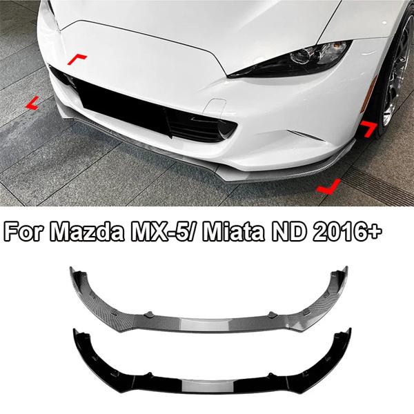 車のフロントバンパーセパレーター,下部スポイラー,ディフューザーガード,プロテクター,カナードデフレクター,マツダMX-5,ミアタND, 2017, 2018