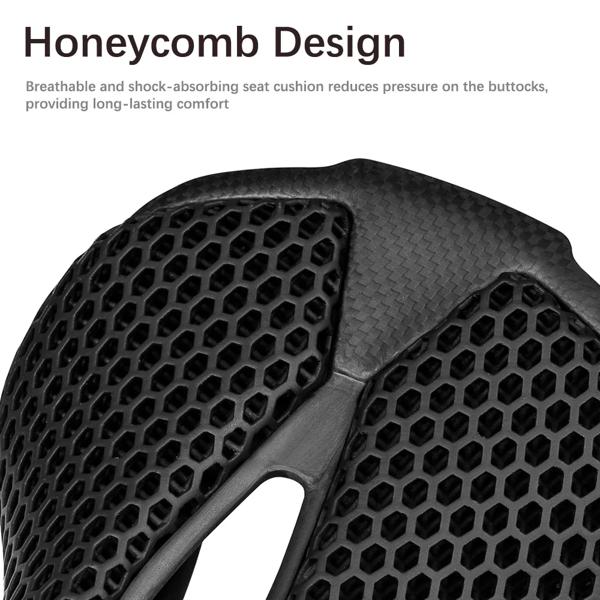 男性と女性のための超軽量カーボンファイバー製サドル,3Dプリント付き,中空および通気性,マウンテンバイク,ロードバイク,パーツ,140g 男性と女性のための超軽量カーボンファイバー製サドル,3Dプリント付き,中空
