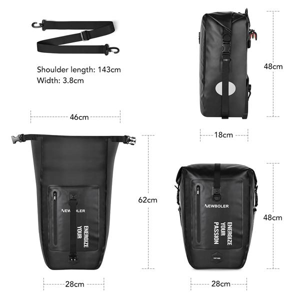 NEWBOLER 100% 防水バイクバッグ 27L 旅行サイクリングバッグバスケット自転車リアラックテールシートトランクバッグ自転車バッグパニア_1