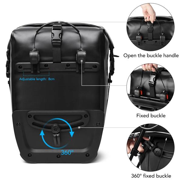NEWBOLER 100% 防水バイクバッグ 27L 旅行サイクリングバッグバスケット自転車リアラックテールシートトランクバッグ自転車バッグパニア_2