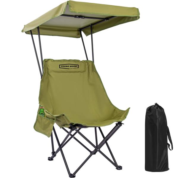 YOUNG WOOD ポータブル キャンプチェア ビーチチェア シェードキャノピー付き 折りたたみ軽量 特大 すべての人に適し 開閉が簡単