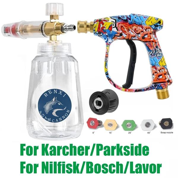高圧水鉄砲 カークリーニングホースコネクタ ケルヒャー ニルフィスク パークサイドボッシュ ラバー用 クイックノズル