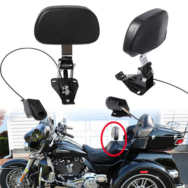 モーターサイクルドライバーの背もたれと調節可能なブラックアーム取り付けキット、ハーレーツーリング、electraグライド、ロードバイク、2009-2020に適合
