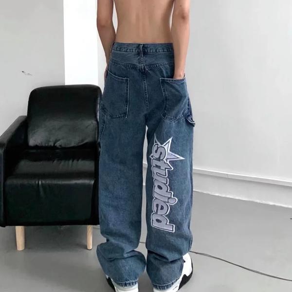 メンズストレートパンツ,原宿,ヒップホップ,レター,y2k,ワイドレッグ,レトロパンツ,トレンディ,夏の通販は