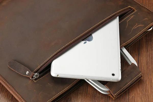 男性用a4高級レザーブリーフケース ドキュメント ファイル 財布 ipad用トップレイヤー ビジネスバッグ カウスキン_3