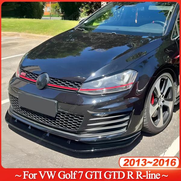 車のフロントバンパーリップスポイラースプリッタープロテクターカバー Vw ゴルフ 7 GTI GTD R Rline 2013-2016 ABS グロスブラックボディキットチューニング