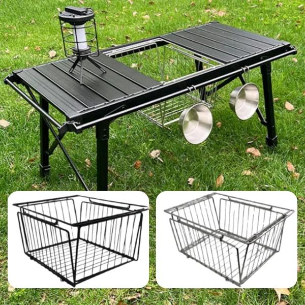 ステンレス製IGTテーブルバスケット 折りたたみ式 軽量 ポータブル キャンプ用アクセサリー 1ユニット