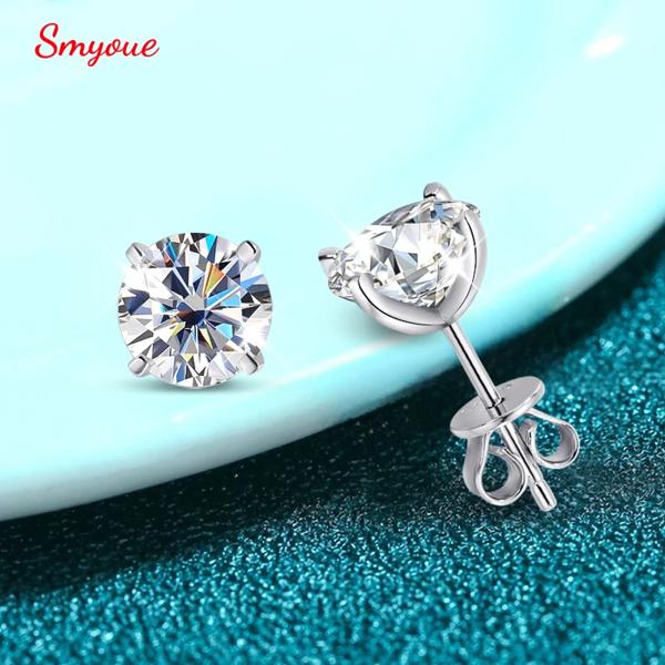 Smyoue 各 0.2-2CT GRA 認定モアッサナイト スタッド ピアス 女性用 4 爪スパークリング ウェディング パーティー ジュエリー スターリングシルバー S925