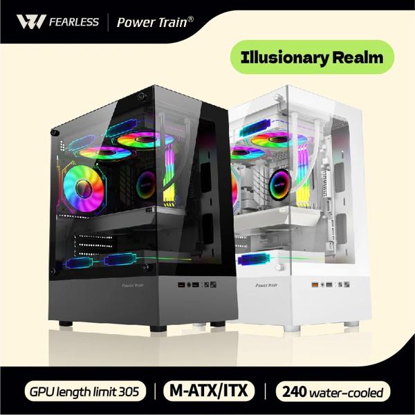 パワートレイン幻想領域コンピュータケース M-ATX ITX シービュールームサイド透明デスクトップシャーシサポート 240 ウォータークーラー