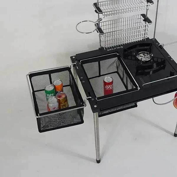 1つの折りたたみ式バスケット 屋外用 ポータブルドレンストレージ メッシュ表面バッグ ステンレス鋼ラック 鉄製アクセサリー 新品 1つの折りたたみ式バスケット 屋外用 ポータブルドレンストレージ