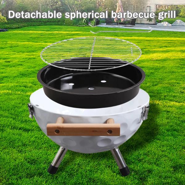 屋外ボール用薪ストーブ 取り外し可能なボールグリル パティオグリル キャンプ バーベキュー ピクニック バーベキュークッカー トラベルツール 14インチ