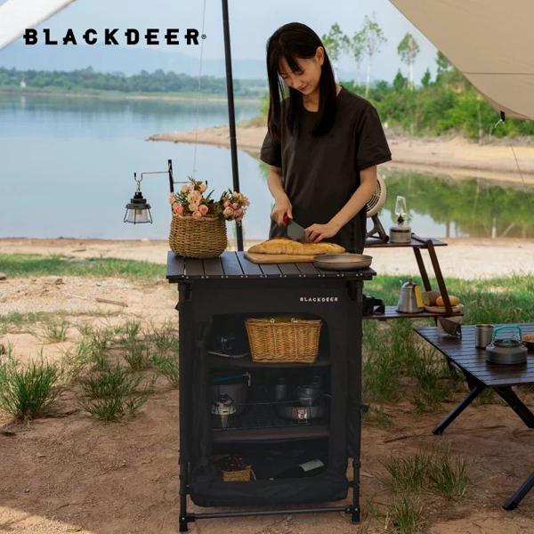 BLACKDEER ピクニック折りたたみキャンプテーブル 収納コンパートメント付き アルミニウム 軽量 キャンプ キッチンテーブル 屋外 裏庭 BBQ