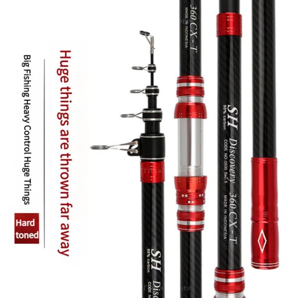 伸縮式スピニングフィッシングロッド,サーフキャスティングやスピニングに適したカーボンフィッシングロッド,300 m,2.7 m, 3.0 m, 3.6 m, 4.2 m, 4.5m