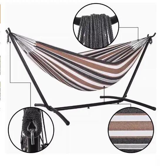 カスタムメイドのダブルキャンバスハンモック キャンプ 屋外 転倒防止