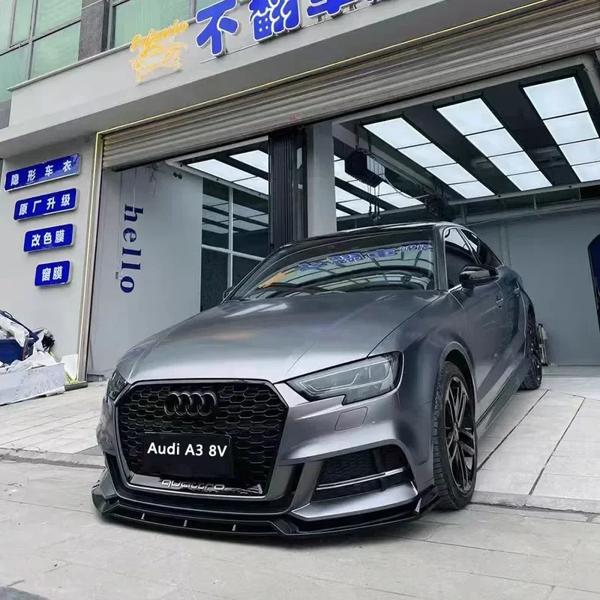 車のフロントバンパーリップアウディ A3 S ライン S3 8V 2017 2018 2019 2020 フロントバンパーリップあごスポイラースプリッターディフレクターカバーガード