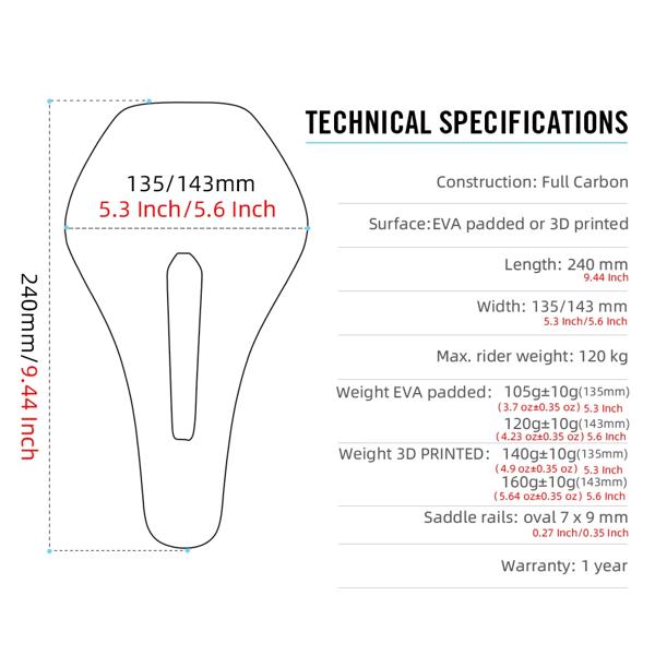 Ruet-超軽量カーボンバイクサドル 3Dプリント マウンテンバイクシート